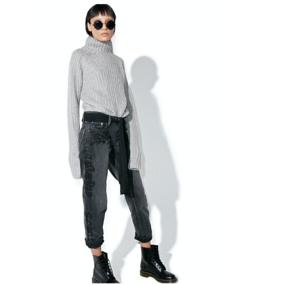 One Teaspoon Jeans 27 NWOT Von Lola Awesome Baggies Floral Sash Embroidered - Picture 1 of 16